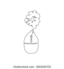 Humidifier continuous line drawing. One line art of home appliance, humidification, climate in the apartment, moisture level.