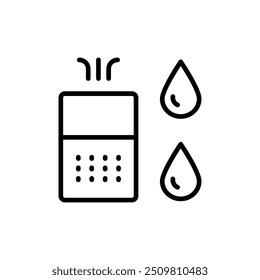 Humidifier Device Line Icon. Electronic Appliance Air Purifier Concept Outline Pictogram. Ventilation Technology Illustration. Simple Vector Isolated On White Background.