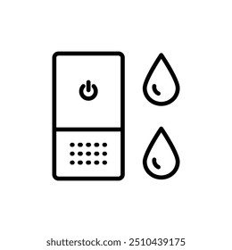 Icono de línea del dispositivo humidificador. Pictograma de contorno de concepto de purificador de aire de electrodoméstico Electrónica. Ilustración de tecnología de ventilación. Vector Simple Aislado Sobre Fondo Blanco.