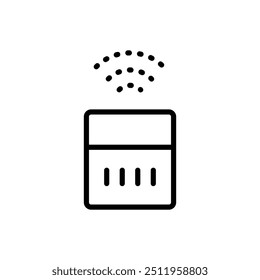 Humidifier Device Line Icon. Electronic Appliance Air Purifier Concept Outline Pictogram. Ventilation Technology Illustration. Simple Vector Isolated On White Background.