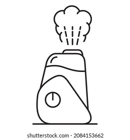 Humidifier distributes steam.Outline vector illustration.