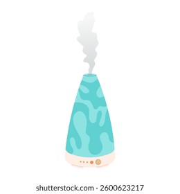 Humidifier. Electric aroma diffuser. Healthy lifestyle, self care. Flat illustration on white background.