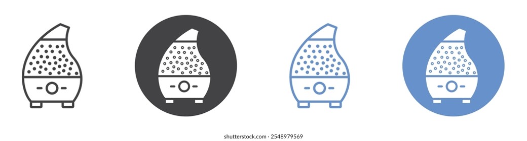 Conjunto de símbolos de línea plana del humidificador.