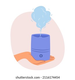 Humidifier in hand vector illustration isolated on white background