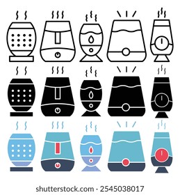 Humidifier icon in black and colored versions.