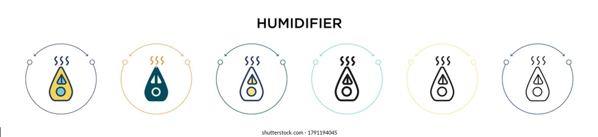 Humidifier icon in filled, thin line, outline and stroke style. Vector illustration of two colored and black humidifier vector icons designs can be used for mobile, ui, web