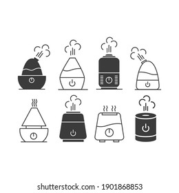 Conjunto de iconos de humidificador. Ilustración vectorial humidificadora de contorno. aislado en fondo blanco