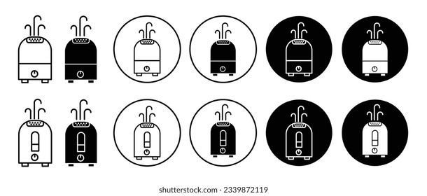 Humidifier icon set. Electronic ultrasonic home Humidifier with steam jet vector symbol.