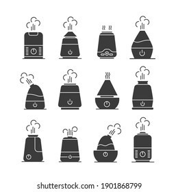Humidifier icon set. vector silhouettes of humidifier. isolated on white background