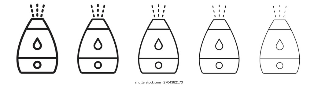 Icono de humidificadorConjunto de trazos lineales negros y delgados