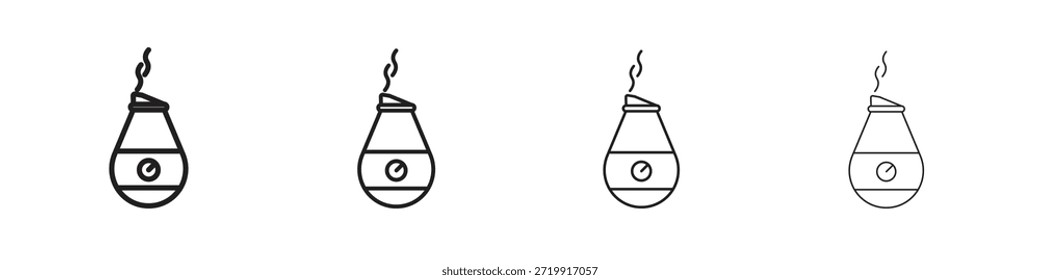 Iconos del humidificador, conjunto de iconos lineales. Iconos lineales negros de la palma