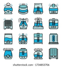 Humidifier icons set. Outline set of humidifier vector icons for web design isolated on white background