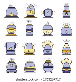 Humidifier icons set. Outline set of humidifier vector icons thin line color flat isolated on white