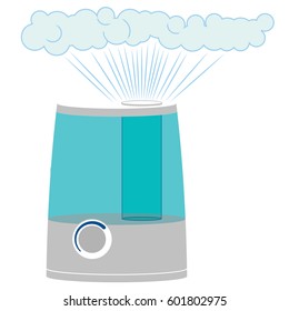 Humidifier machine turned on with steam coming out