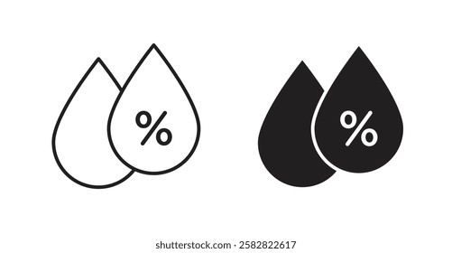 Humidity filled and outlined icons vectors on white background