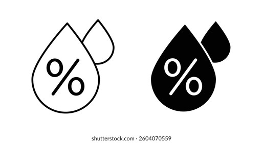 Humidity flat and liner vector icons set