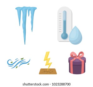 Humidity, icicles, thunderbolt, windy weather. Weather set collection icons in cartoon style vector symbol stock illustration web.