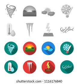 Humidity, icicles, thunderbolt, windy weather. Weather set collection icons in monochrome,flat style vector symbol stock illustration web.