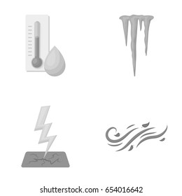 Humidity, icicles, thunderbolt, windy weather. Weather set collection icons in monochrome style vector symbol stock illustration web.