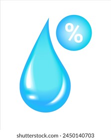 Humidity icon. Drop of water with percentage. Vector illustration
