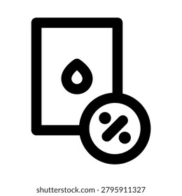 Humidity icon. Editable line icon. Professional and modern outline icon vector illustration featuring water droplet with moisture measurement indicator in a clean design.