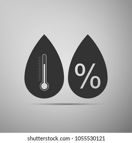 Humidity icon isolated on grey background. Weather and meteorology, thermometer symbol. Flat design. Vector Illustration