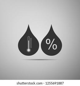 Humidity icon isolated on grey background. Weather and meteorology, thermometer symbol. Flat design. Vector Illustration