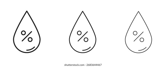 Icono de humedad, signo de contorno, símbolos lineales