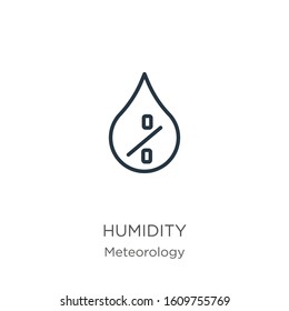 Humidity icon. Thin linear humidity outline icon isolated on white background from meteorology collection. Line vector sign, symbol for web and mobile