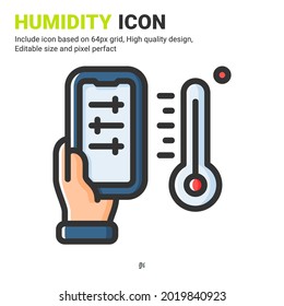 Humidity icon vector with outline color style isolated on white background. Vector illustration dampness sign symbol icon concept for digital farming, technology, industry, agriculture and all project