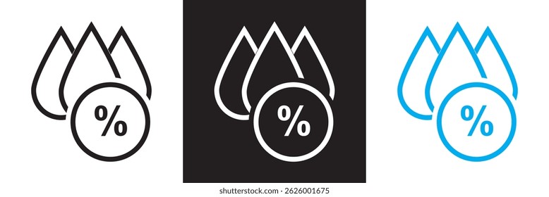 Icono de humedad . Vector para Sitios web, interfaces móviles, presentaciones, Anuncio, imagen de marca, etc. Ilustración vectorial. aislado en el fondo blanco y negro. EPS 10
