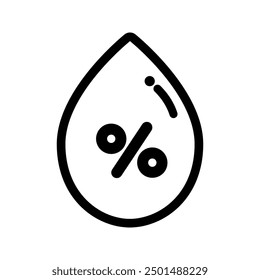 Humidity icon. Water droplet liquid with percentage sign. Nature, climate, moisture, weather, environment, forecast concept. Flat vector design isolated illustration.