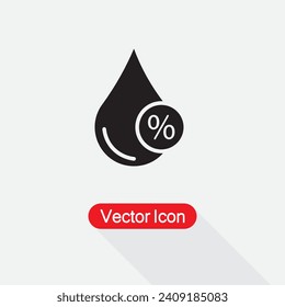 Humidity Icon, Water Rate, Drop Of Water With Percent Icon Vector Illustration Eps10