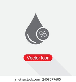 Humidity Icon, Water Rate, Drop Of Water With Percent Icon Vector Illustration Eps10