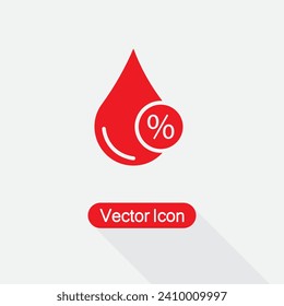 Humidity Icon, Water Rate, Drop Of Water With Percent Icon Vector Illustration Eps10