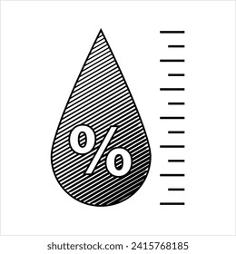 Icono De Humedad, Vapor De Agua Concentración Presente En El Aire, Porcentaje De Estado Gaseoso Del Agua En El Vector De Aire Ilustración De Arte