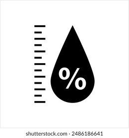 Humidity Icon, Water Vapour Present Concentration In Air, Percentage Of Gaseous State Of Water In Air Vector Art Illustration