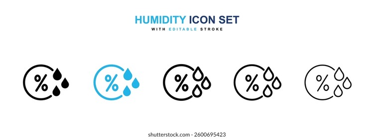 Humidity icons graphics set in black and blue colors