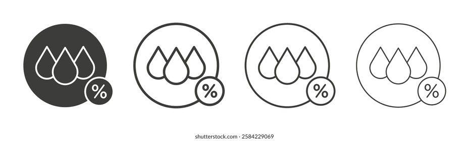 Humidity icons set. Liner outlined and flat black color