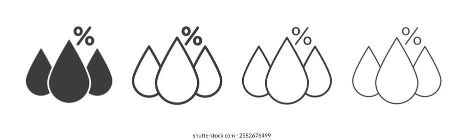 Humidity icons set vectors graphic designs