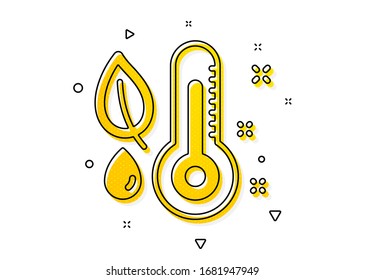 Humidity and leaf sign. Thermometer icon. Moisture symbol. Yellow circles pattern. Classic thermometer icon. Geometric elements. Vector - Powered by Shutterstock - Get 15% off with code: PIKWIZARD15
