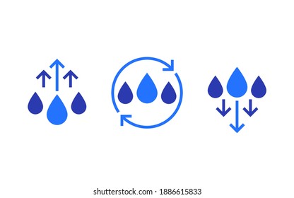 humidity level up and down vector icons set