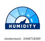 Humidity level. Water Temperature Indicator. Humidity meter. Measuring dashboard with arrow. Vector illustration.