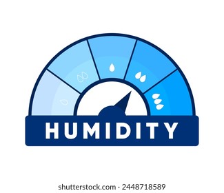 Humidity level. Water Temperature Indicator. Humidity meter. Measuring dashboard with arrow. Vector illustration.