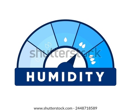 Humidity level. Water Temperature Indicator. Humidity meter. Measuring dashboard with arrow. Vector illustration.