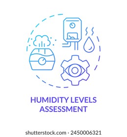 Humidity levels assessment blue gradient concept icon. Air moisture. Indoor humidity checkup. Round shape line illustration. Abstract idea. Graphic design. Easy to use in promotional material