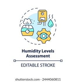 Humidity levels assessment multi color concept icon. Air moisture. Indoor humidity checkup. Round shape line illustration. Abstract idea. Graphic design. Easy to use in promotional material