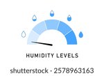 Humidity meter simple design, showing various liquid levels, ideal for weather, environmental science, and home automation visuals.