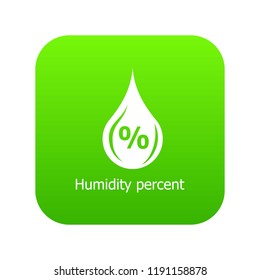 Humidity percent icon green vector isolated on white background