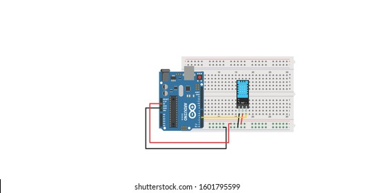 humidity sensor or dht11 with arduino interfacing top view illustration